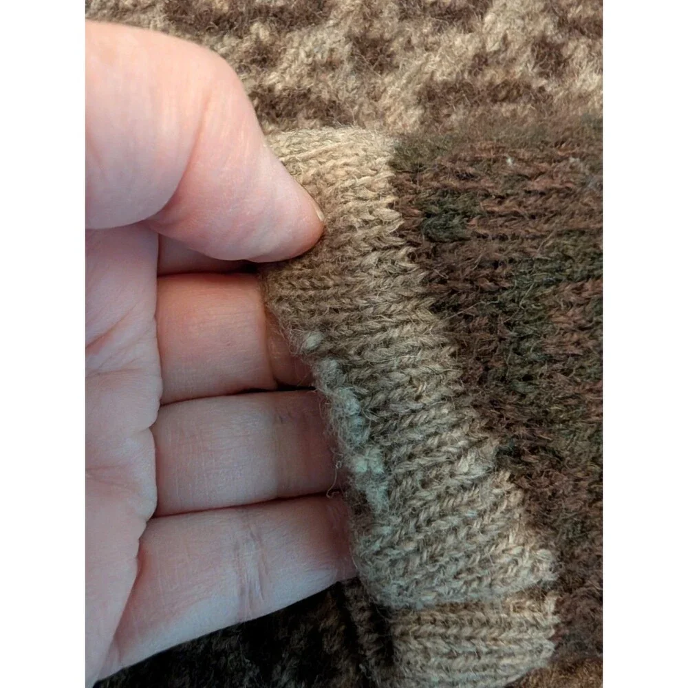 Fair Isle %100 Wool Sweater Brown Crew Neck Size M Mac & Jack Cute & Warm!!
